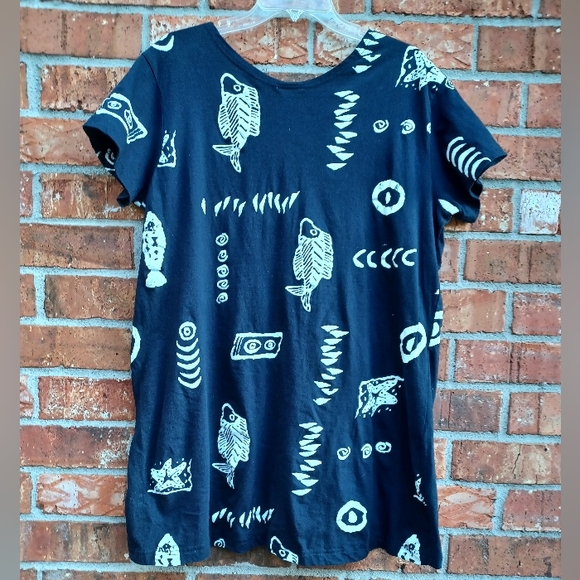 BLUE SHARK Fish Print Shift Tunic Dress EUC - Picture 6 of 12